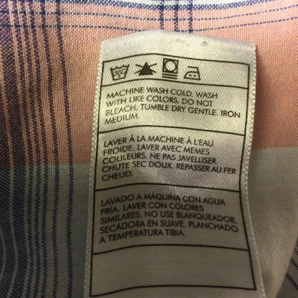 Women’s Plaid pink, white, blue short Sleeve  collared button up Top by Hurley - Picture 9 of 10